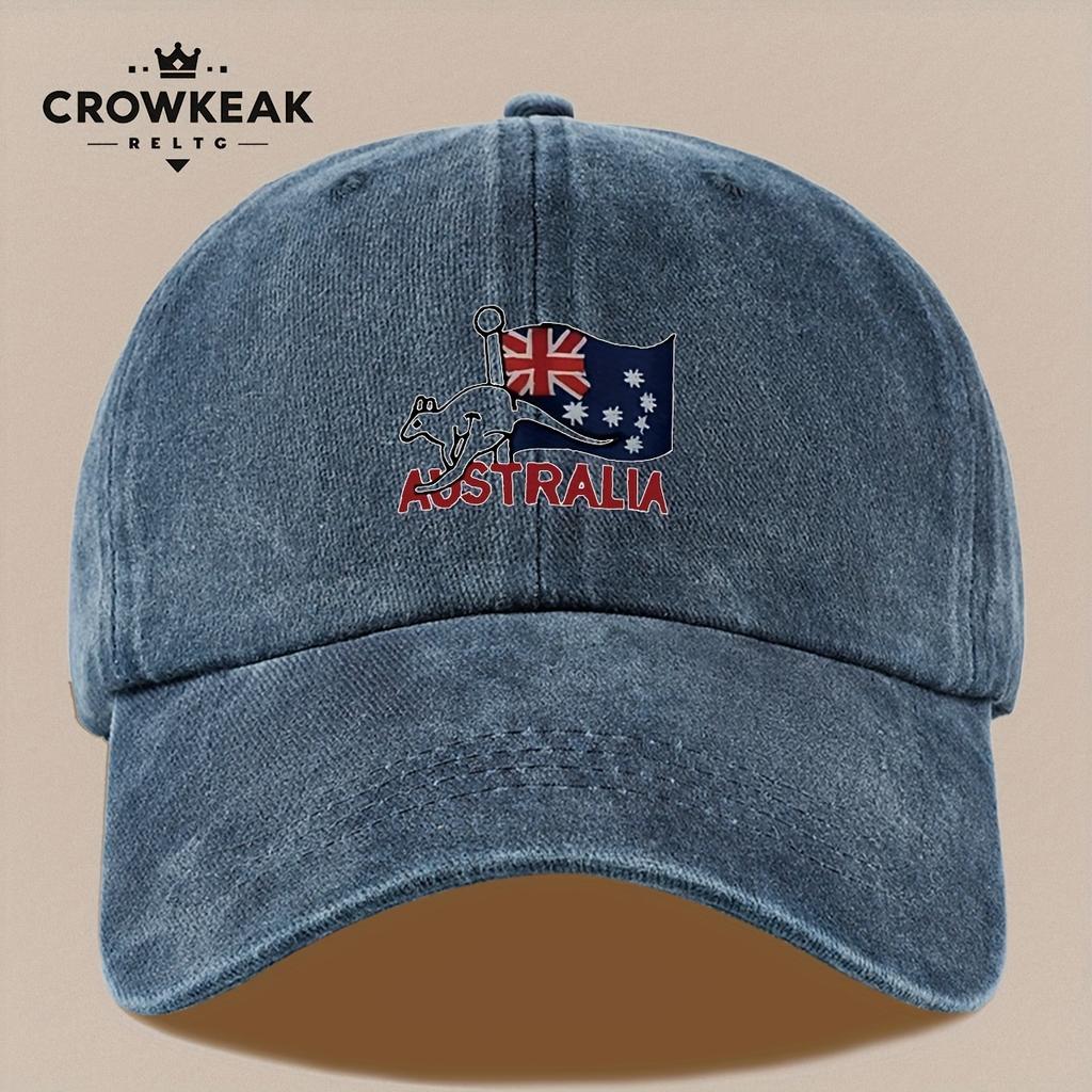pc Australia Kangaroo Flag Baseball Cap  Vintage Distressed Trucker Hat Adjustable Snapback Closure Lightweight Breathable U