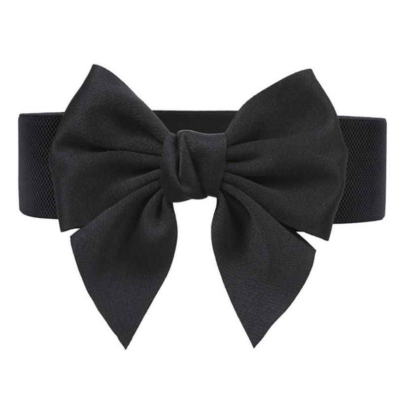 Vintage Bow Knot Elastic Waist Belt for Dress Women Elegant Stretchy Wide Waistband Cinch Belt
