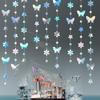52.5 Ft Iridescent Butterfly Garland Butterfly Flower Circle dot Hanging Paper Banner Streamer for Birthday Baby Shower Wedding Party Decorations