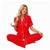 Pajama Women's Summer Solid Color Short-sleeved Shirt Long Pants Home Wear Set