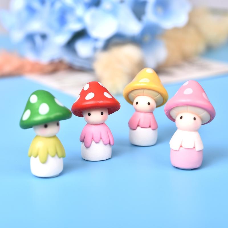4Pcs/set Mushroom Doll Figures Decor Mini Fairy Garden Micro Landscape