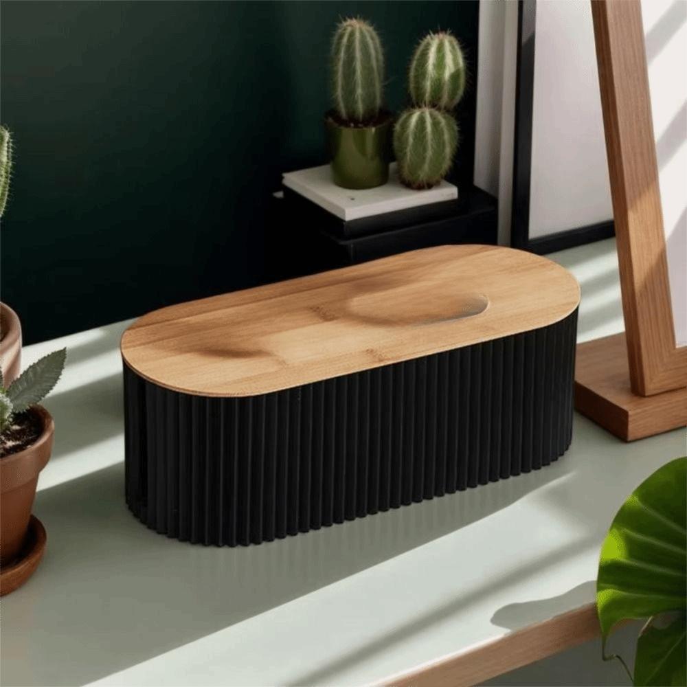 Wooden Cover Socket Storage Box Plastic Wire Storage Box Power Line Storage Case  Desktop