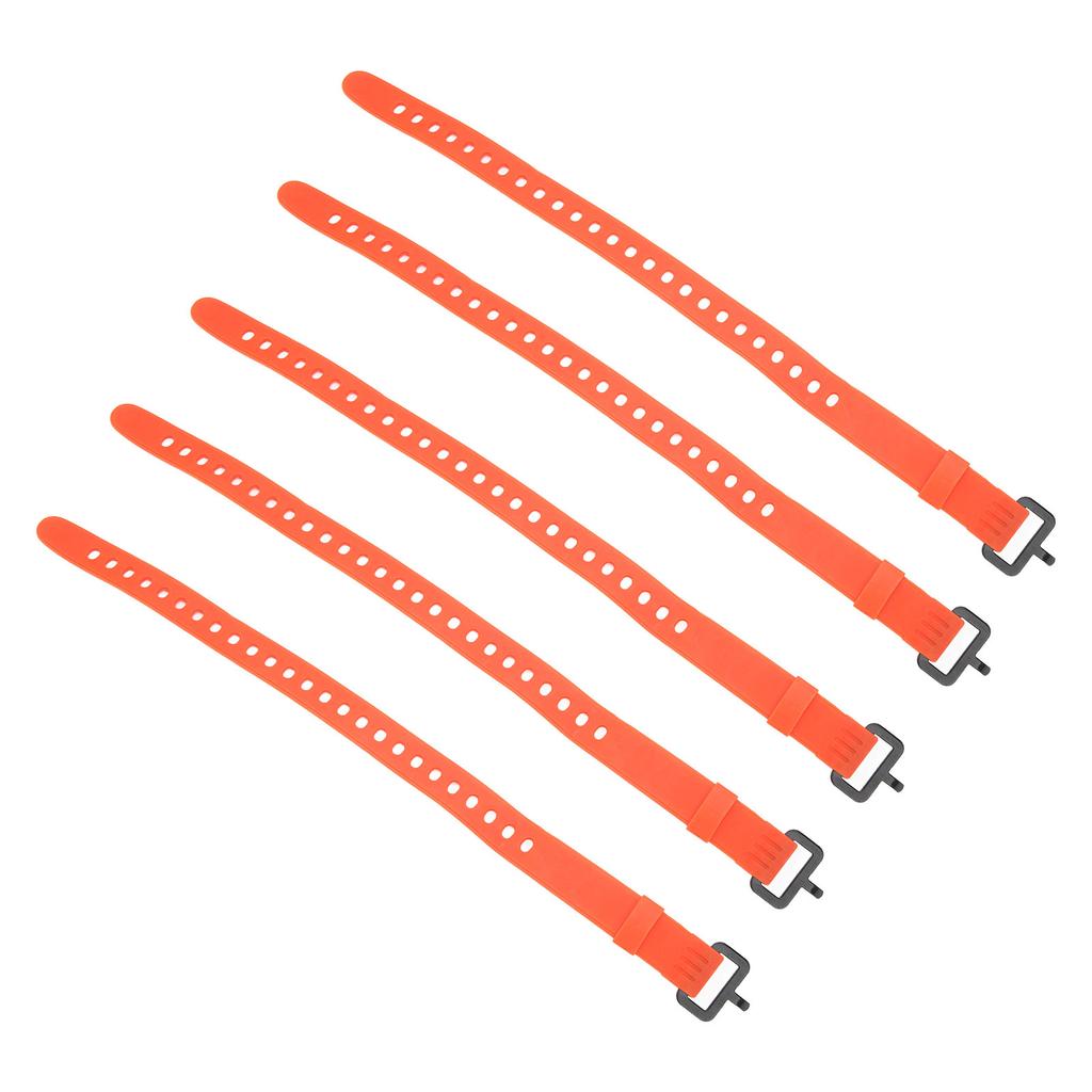 5Pcs Reusable Cable Tie Rubber Cable Strap Fastener Wire Organizer Iron Buckle Orange