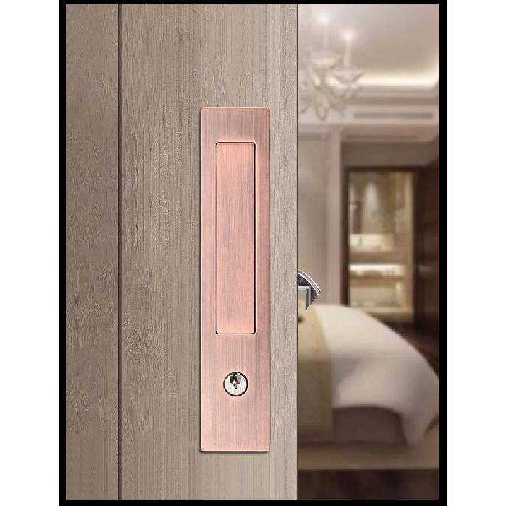 New sliding door lock, sliding door, wooden door, bathroom, bedroom, double-sided spring embedded folding door hook clasps