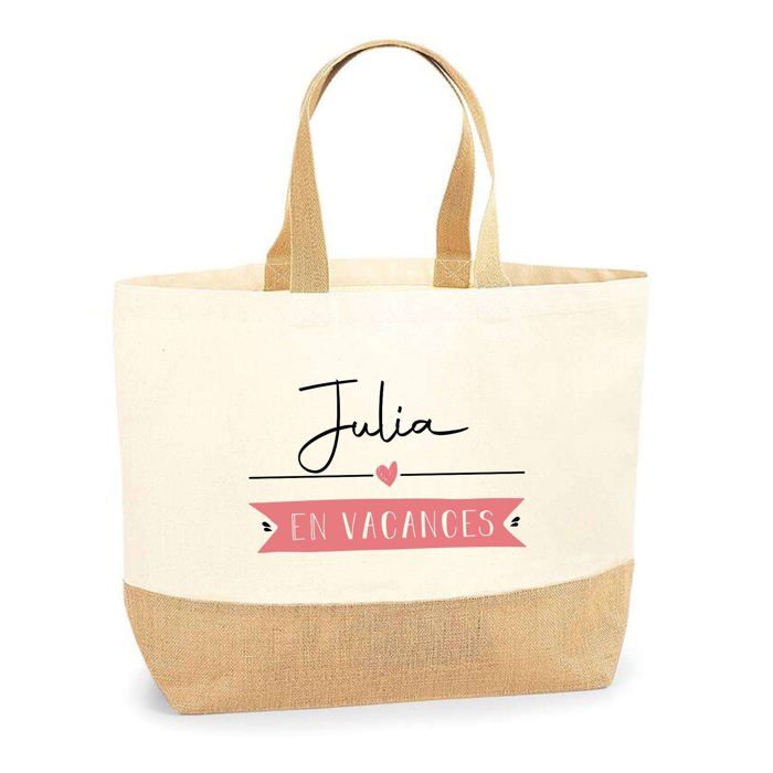 Cabas de Plage - PLANETEE - Julia en Vacances - Jute naturel - Multicolore - Fabriqué en France