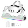 Meta Quest 3 VR Handle Magnetic Suction Charging Dock with RGB Colorful Lights VR Helmet Handle Charging Dock