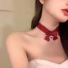 Clavicle Chain Velvet Collar Necklaces Love Heart Pearl Pendant Choker Christmas Bow Choker  Women