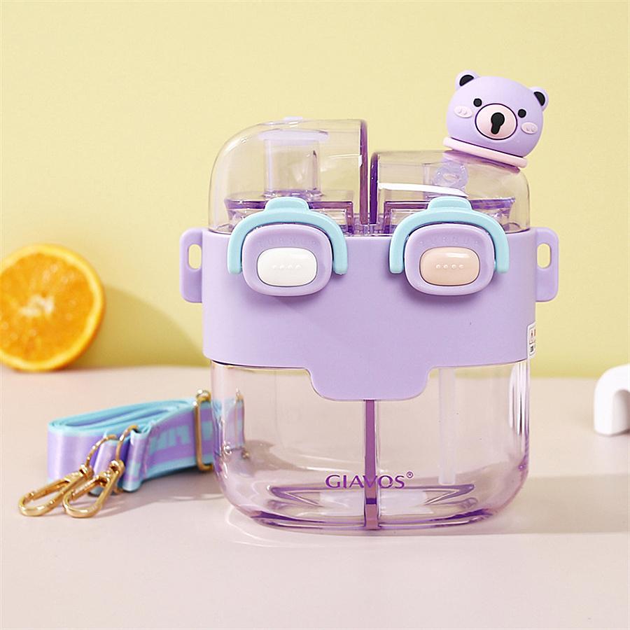 1 шт. 17,92/26,37 унц. Портативная герметичная бутылка для воды с двумя отсеками, соломинкой и ремешком для школы, спорта и путешествий - Оставайтесь гидратированными в дороге!