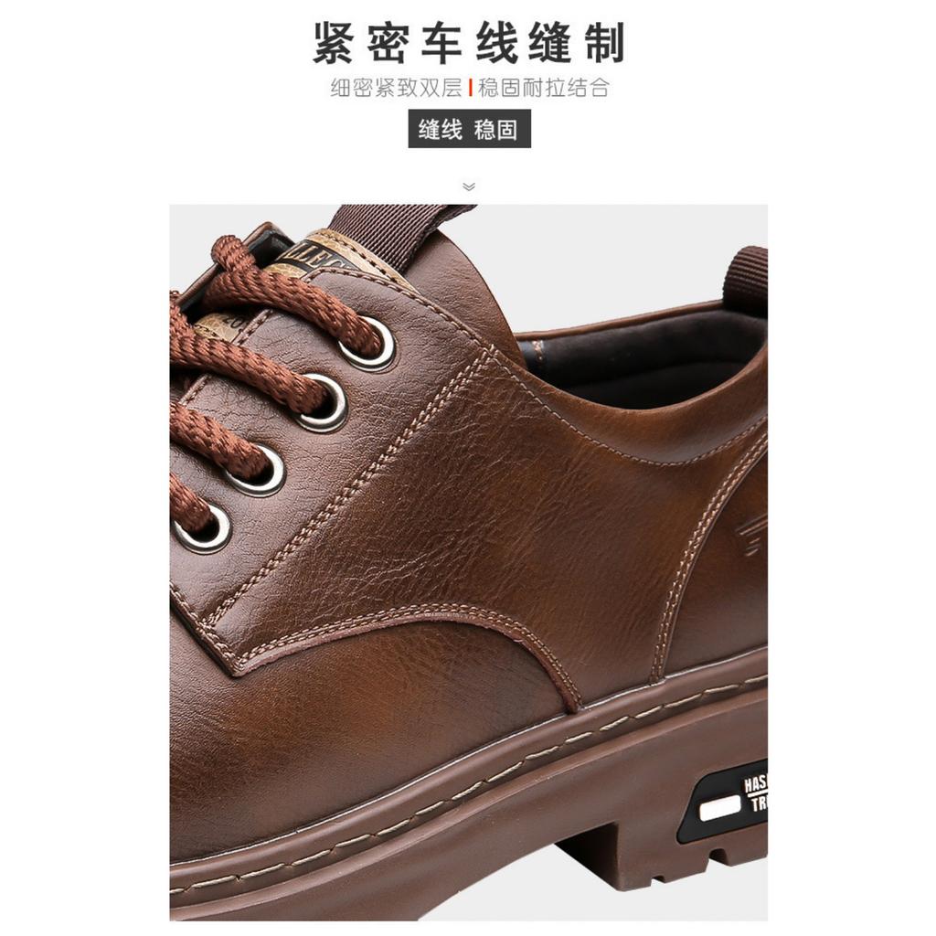 New 2025 Spring and Autumn New Handmade Online Men's Casual Leather Shoes Men's Retro Workwear Lace-up Trendy Leather Shoes