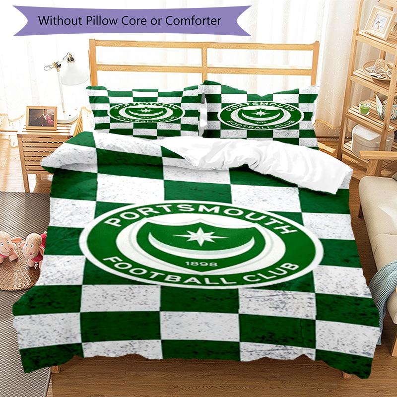 Portsmouth F.C Printed Pattern Duvet Cover Set – includes 1 duvet cover and 2 matching pillowcases Bedroom decor Christmas gifts
