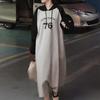 Женская мода Осень Зима Длинный рукав Капюшон Свободный крой Повседневные платья