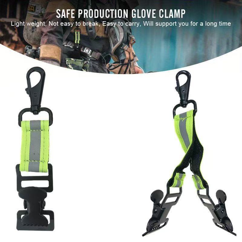 2PCS Reflective Firefighter Glove Strap Heavy Duty Nylon Webbing Dual Clip Safety Holder