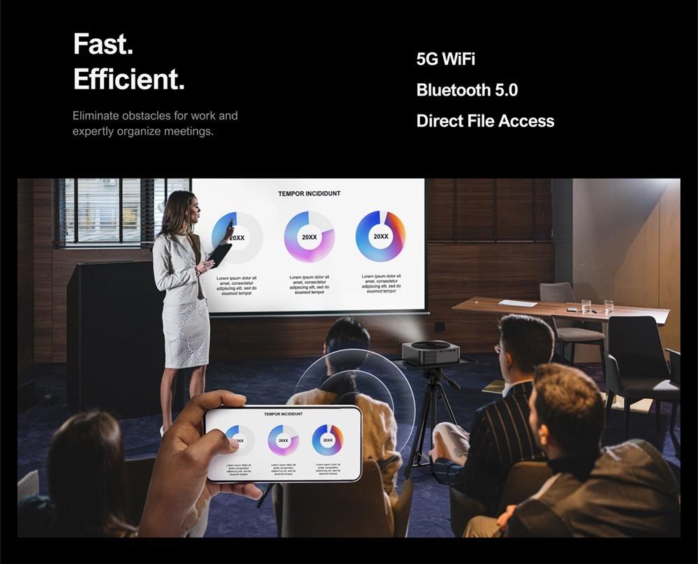 Ultimea Apollo P40 LCD Projector, Full HD Native 1080P 700 ANSI Lumens, 5G WiFi, Keystone Correction, Bluetooth 5.0 Grey