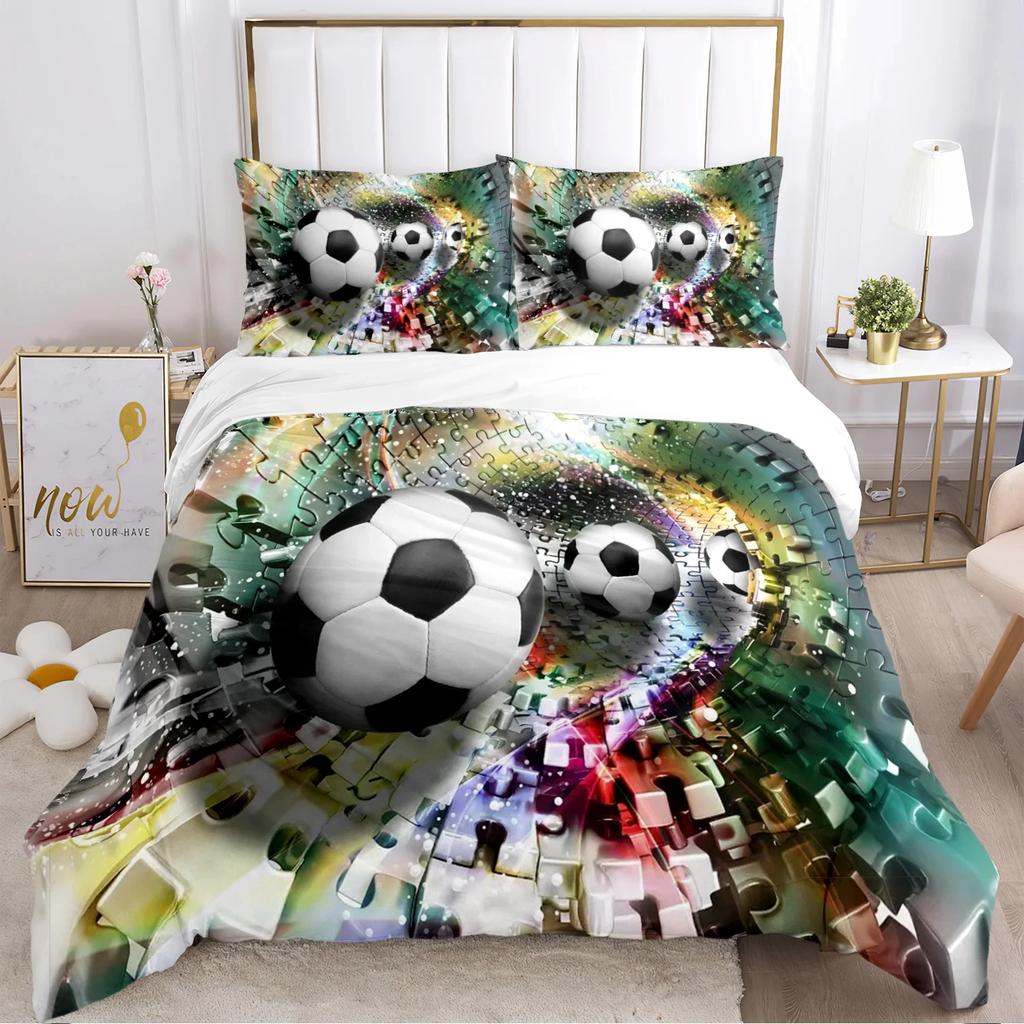 Мягкий комплект постельного белья с пододеяльником Футбол Мягкий теплый одеяло Комплекты постельного белья плюс наволочки для Teens, Односпальный/Двуспальный/Квин/Кинг Удобный пододеяльник Наволочка