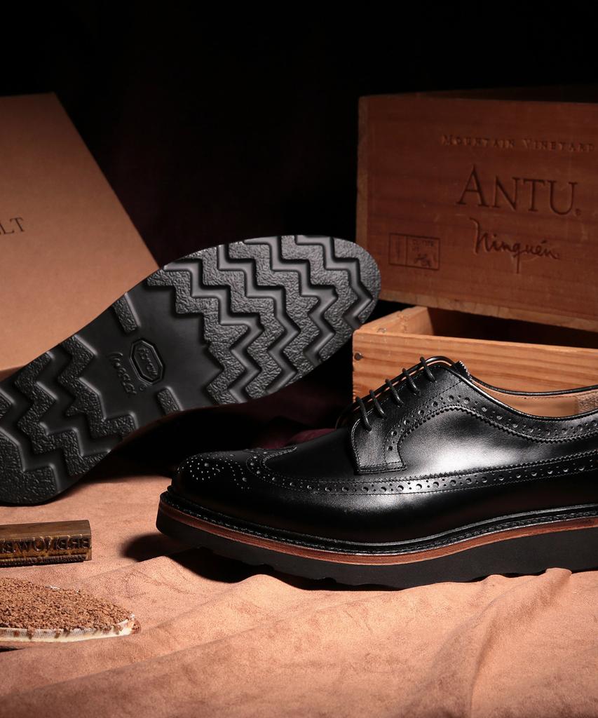 Brenowelt 556 Albany Wingtip Black Derby Shoes Goodyear Welt [Vibram]