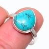 Natural Tibetan Turquoise Gemstone Ethnic 925 Solid Silver Jewelry Ring S.9 T7j65
