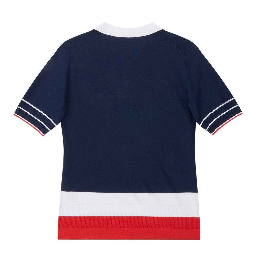 MARTINE GOLF Color Combi Collar Sweater_Navy