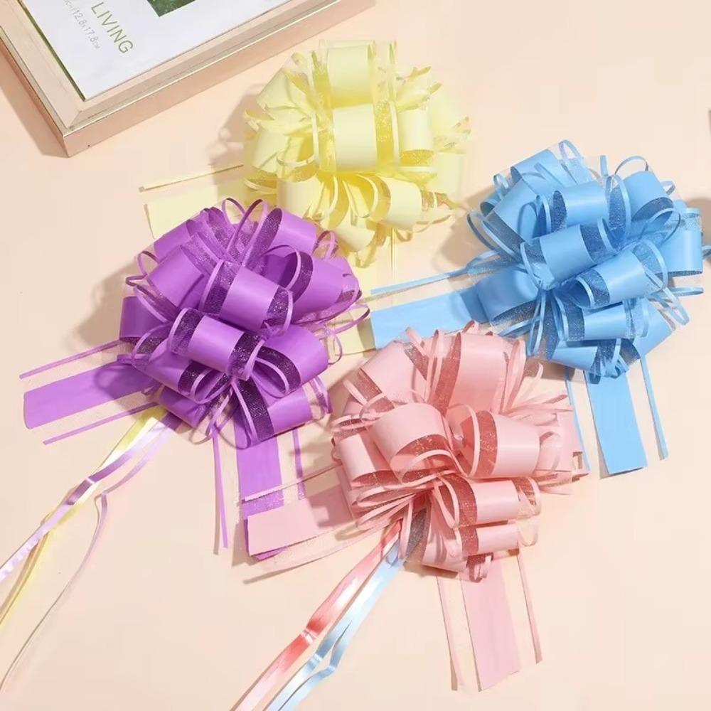 5Pcs Craft Flowers Wedding Car Ribbon Gift Wrap Wedding Pull Bow Flower  Wedding Car Decor