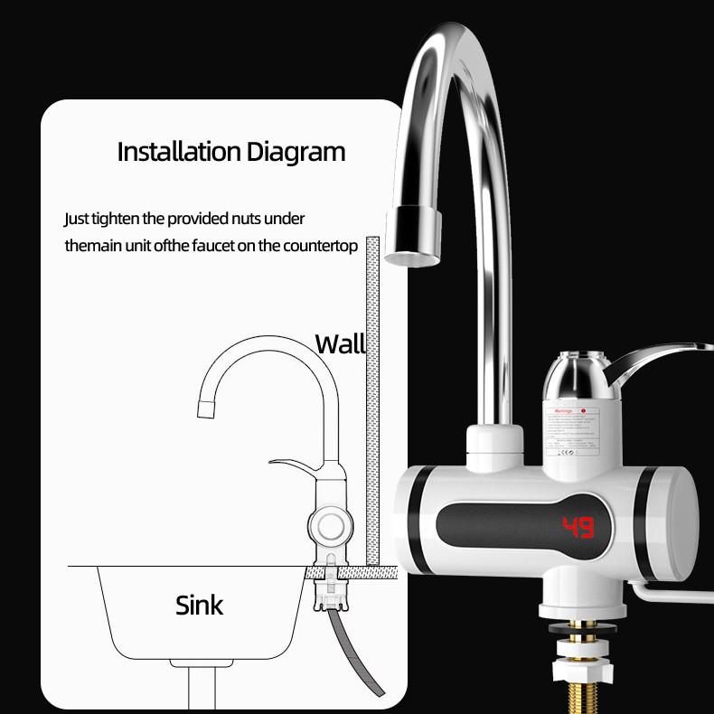 Мгновенный электрический водонагреватель-кран с цифровым дисплеем для душа, двойного использования (горячая и холодная вода)