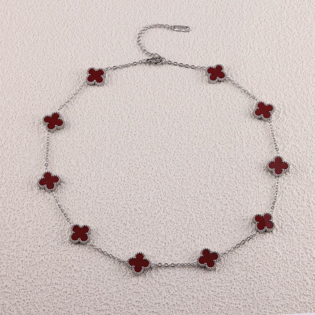 13 мм стальное ожерелье с клевером Ten Flower, цепочка на ключицу, модные и сохраняющие цвет украшения