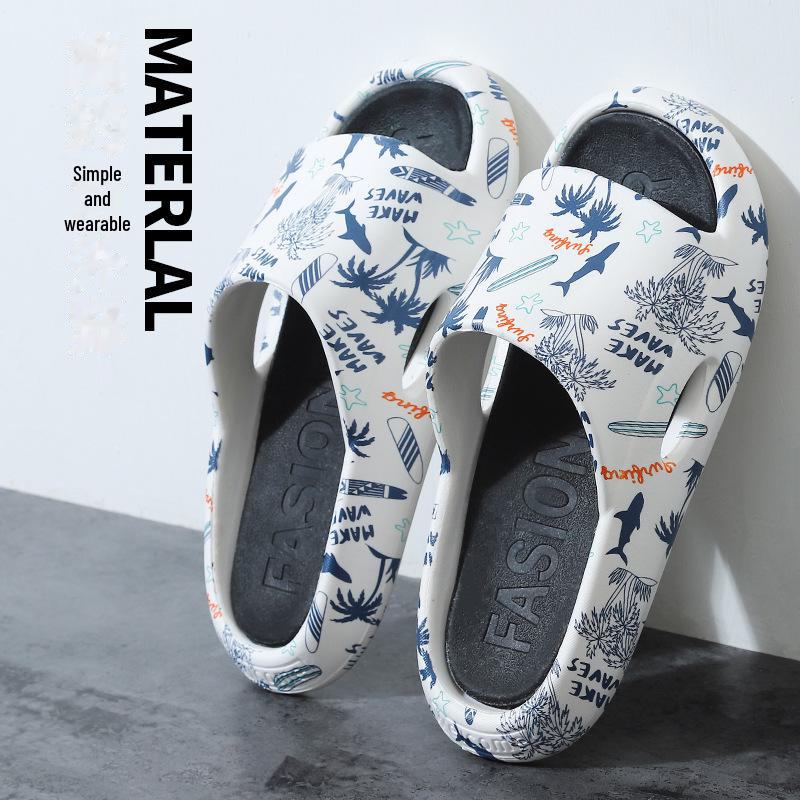 New Men's Cartoon Slippers: Summer Soft Bottom, Trendy Outdoor Wear, and Bathroom Sandals for Couples
