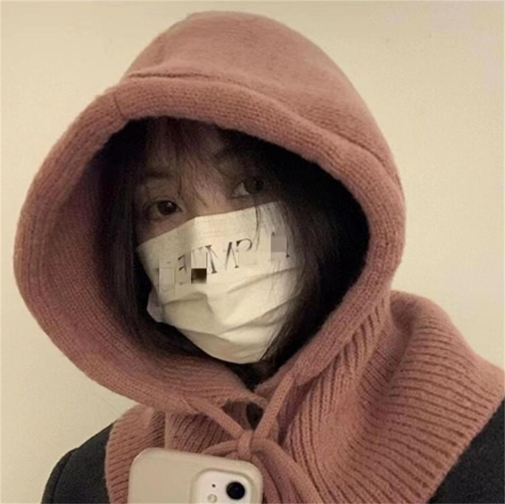 Взрослая ветрозащитная балаклава, съемный женский капюшон, регулируемый размер, теплая шапка для велоспорта, зимняя вязаная шапка-пуловер конфетного цвета для девочек