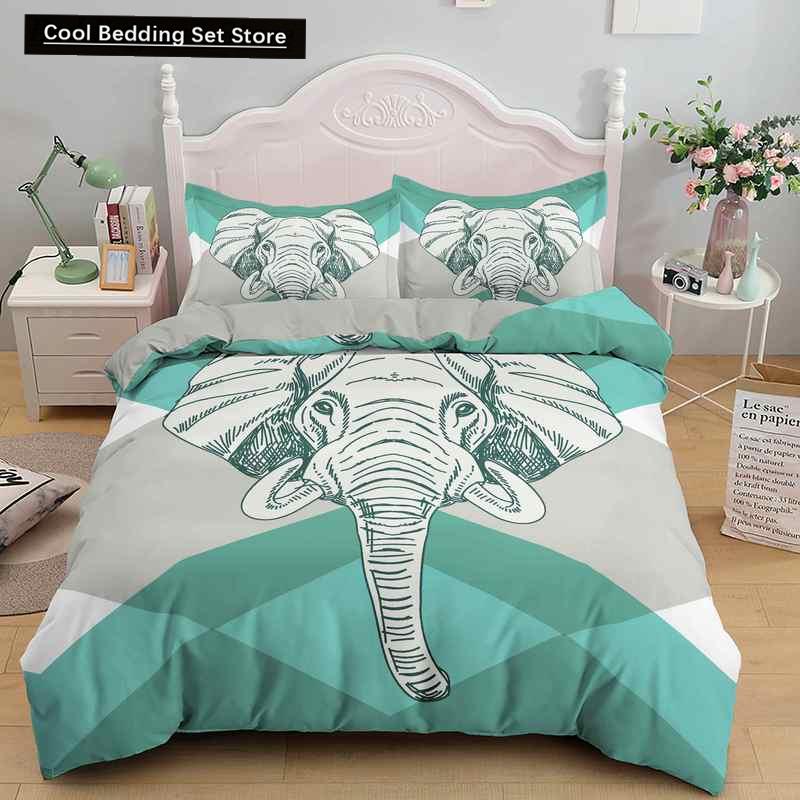 Bohemian Elephant Bedding Sets Queen King Size Colorful 2/3Pcs Duvet Cover Boho Psychedelic Indian Mandala Polyester Quilt Cover