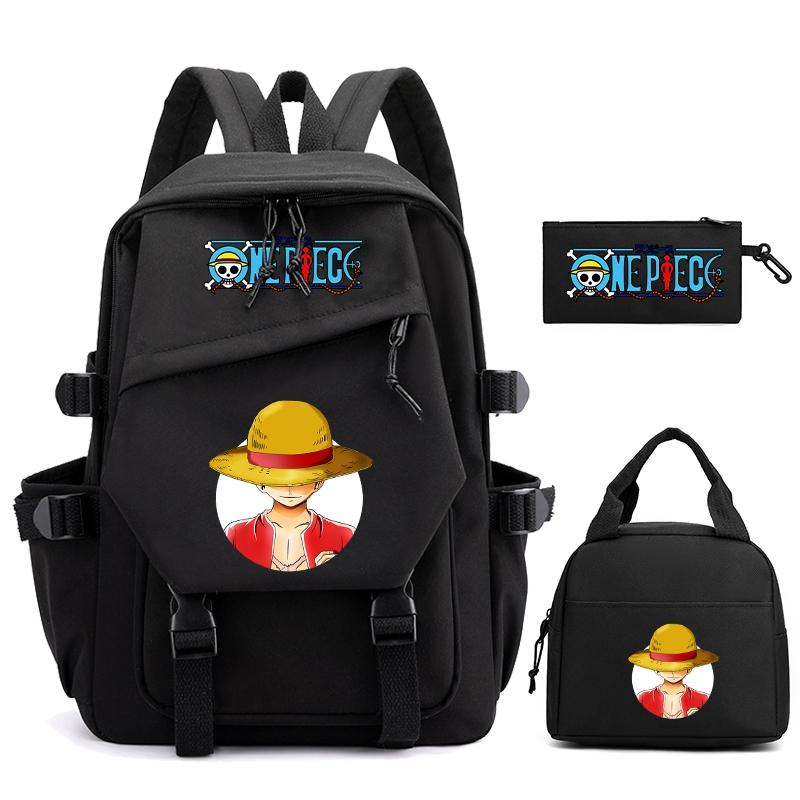 3 шт./компл., цельный нейлоновый рюкзак в стиле аниме с сумкой для обеда для девочек и мальчиков, школьный рюкзак для мужчин и женщин, дорожная сумка для отдыха