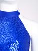 Girls Halter Sleeveless Backless Sequin Tiered Tassel Dance Jumpsuit Cha cha Latin Costume