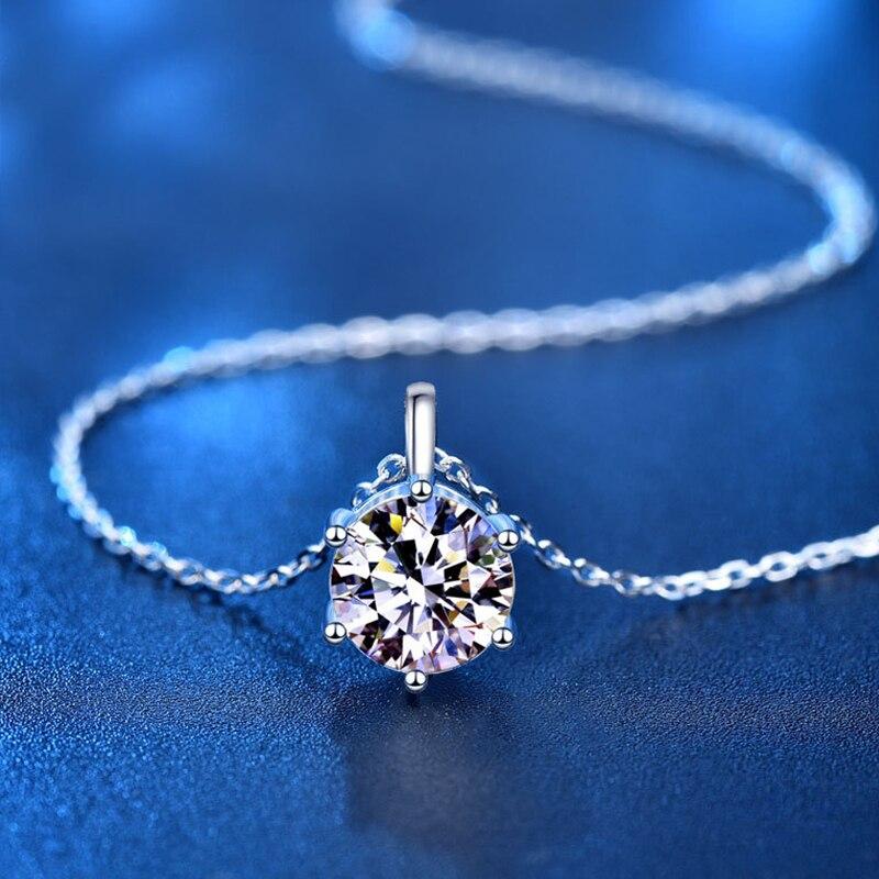 Ожерелье из муассанита 2,0 карата Vvs1 D, серебряная цепочка из стерлингового серебра 925 пробы с сертификатом, ювелирные украшения для женщин