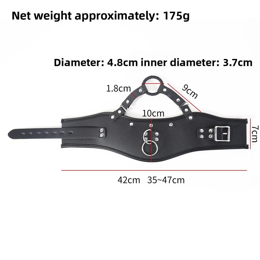 Leather Posture Collar with Ring Gag Padded Neck Support BDSM Bondage O-Ring Choker Adjustable Slave Role Play Adult Sex Toy