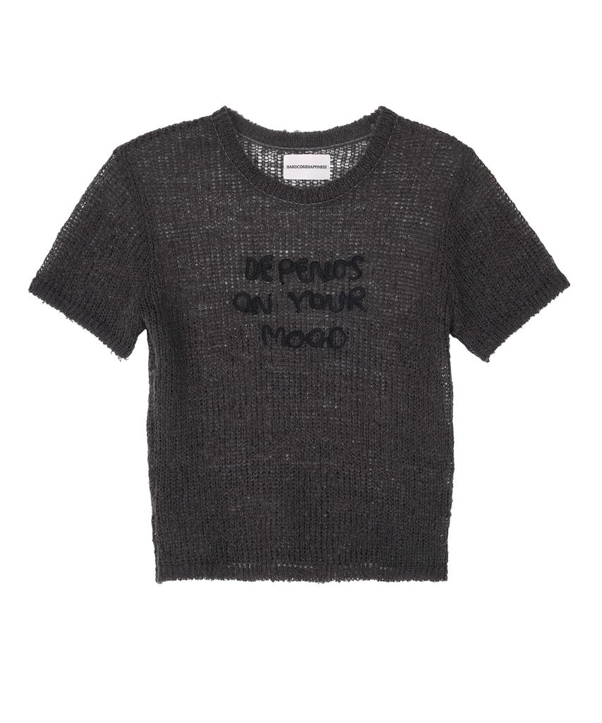HARDCORE HAPPINESS Layered Net Knit_Charcoal