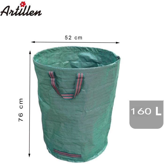 Садовые мешки - Набор из 3 штук - 160 л - Самостоятельно стоящие - Складные - Для зеленых отходов