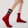 Cartoon Year of The Horse Socks Winter Autumn Red Tube Socks Cute Zodiac Year Socks  Women