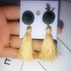 Sweet Korean Elegant Button Tassel Pendant Personality Long Earrings Temperament