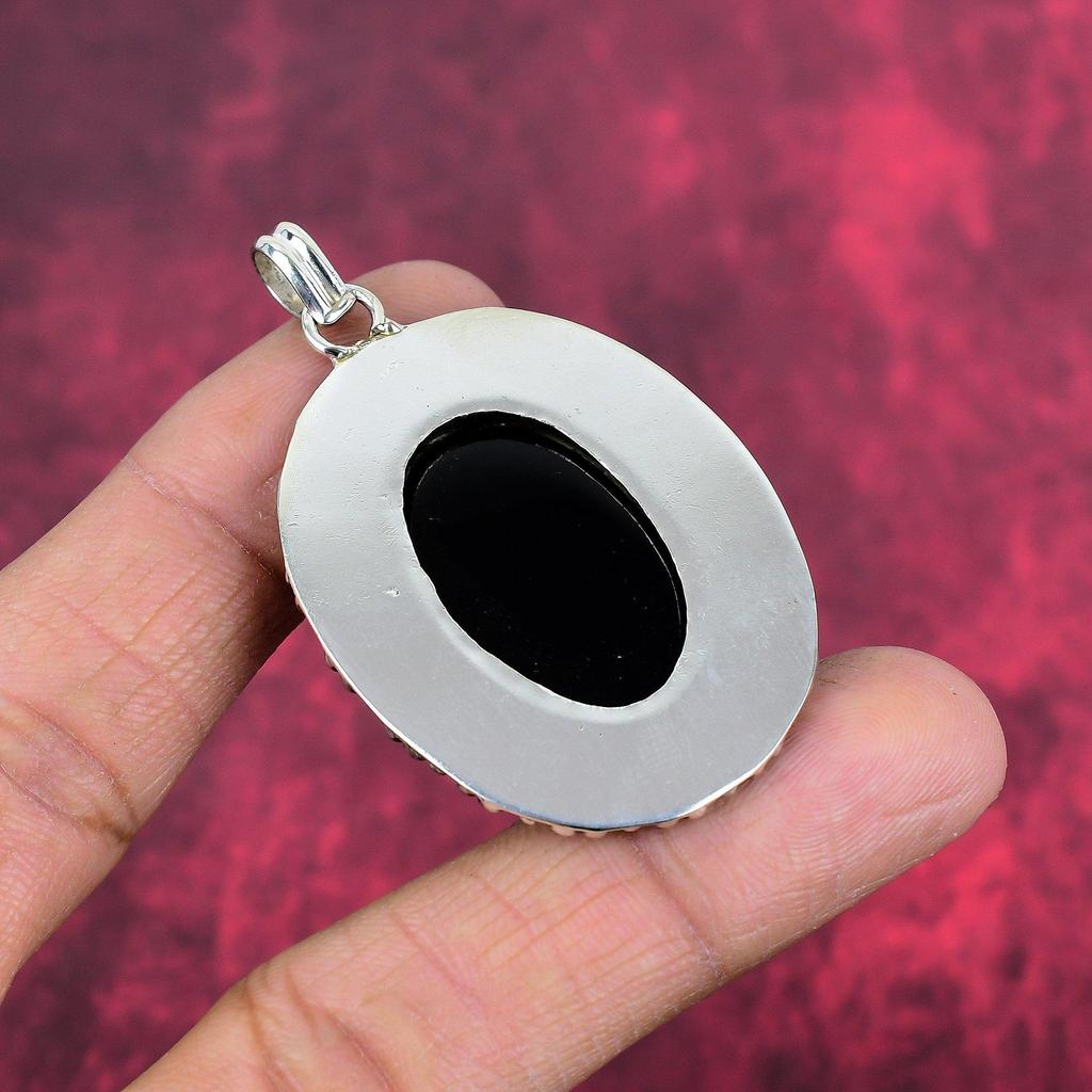 Black Onyx Gemstone Jewelry, 925 Solid Sterling Silver Jewelry For Her, Handmade Gorgeous Jewelry, New Brand Designer Pendant For Love