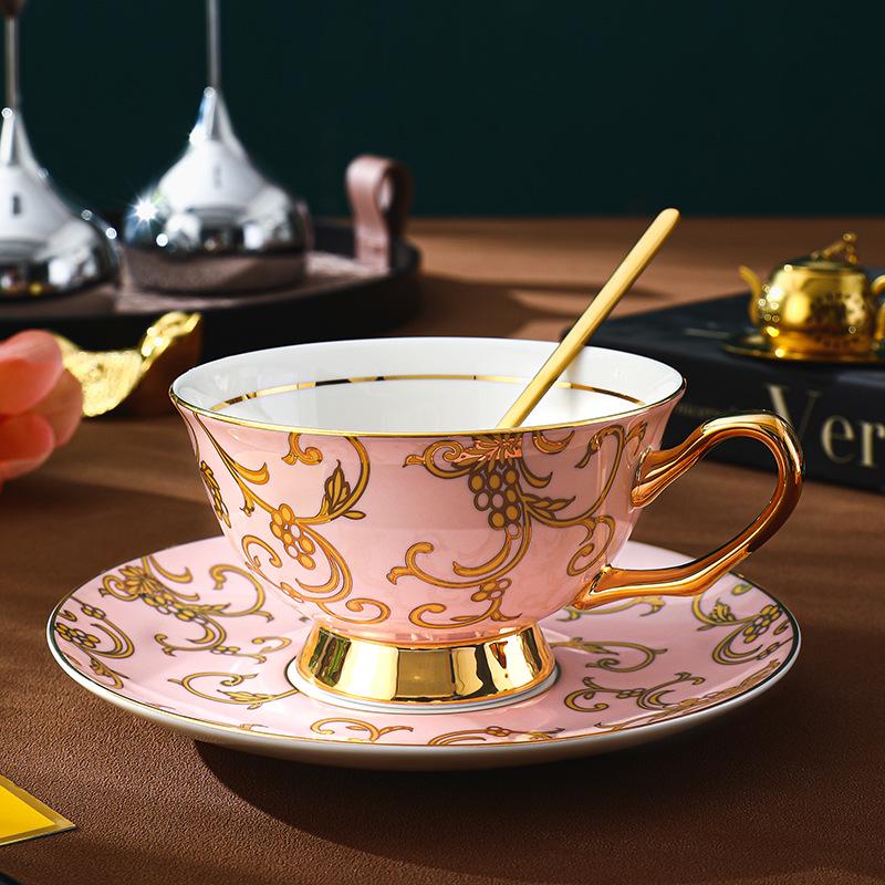 Элегантный кофейный набор из европейского костяного фарфора - Изысканный ретро подарок для послеобеденного чая