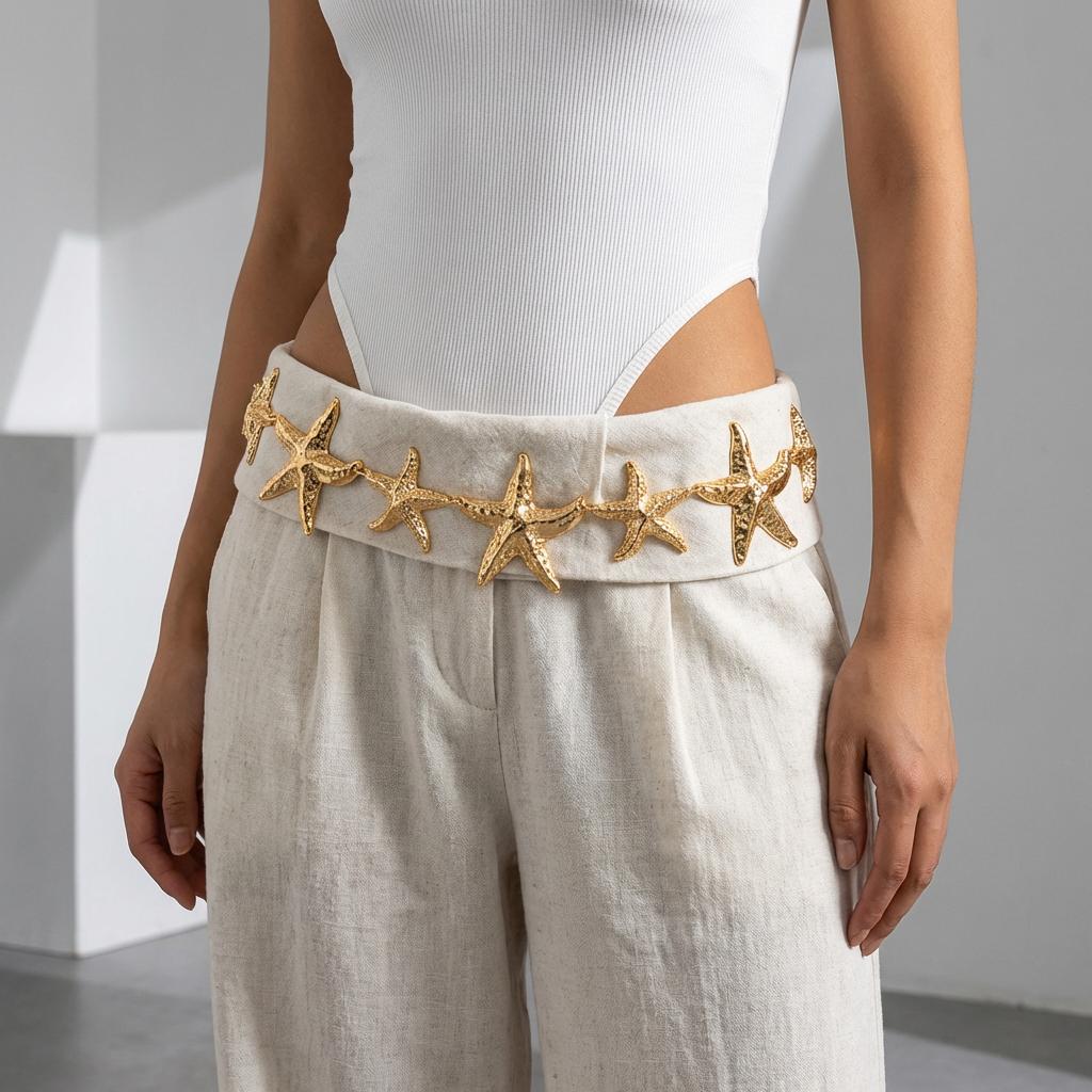 Summer Trend Gold Color Starfish Waist Chain for Women Adjustable Metal Belly Body Chains Sexy Bikini Beach Accessories Jewelry