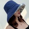 Female Summer Fisherman Hat with Double-sided Patterned Japanese Basin Hat, Outdoor Sun Hat, Sun Protection
