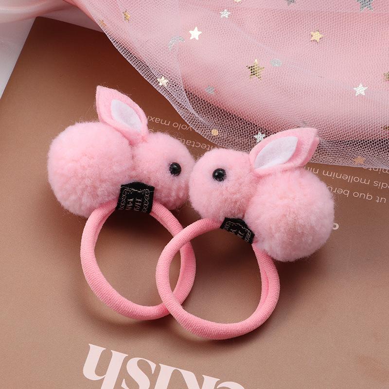 2 шт. Новые милые резинки для волос с помпонами, кроликом и девочкой, детские эластичные резинки для волос, детские резинки для волос, принцесса, аксессуары для волос, детские головные уборы