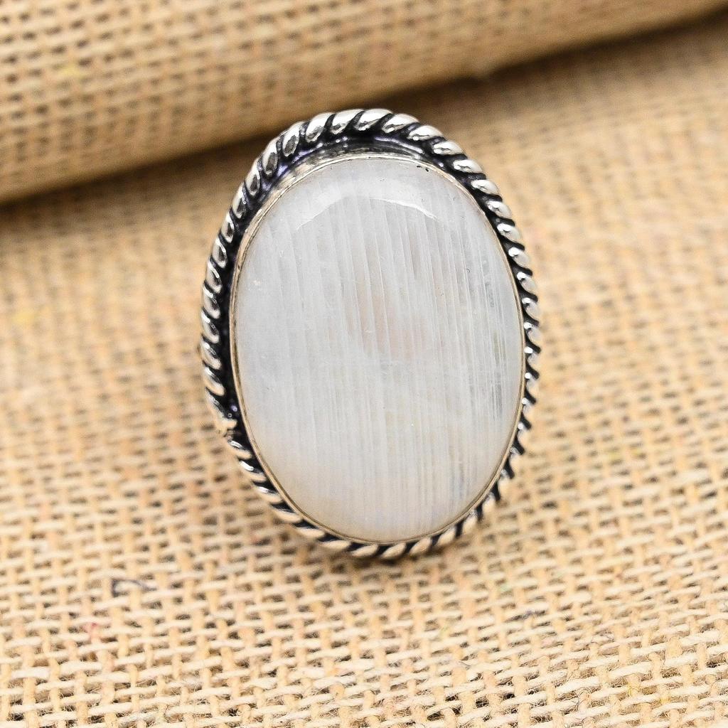 Rainbow Moonstone Gemstone Handmade Jewelry 925 Sterling Silver Ring For Love