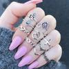 Fashion, Ethnic Style, Retro Metal Flower Leaf Twist Set, Ten-piece Set Ring