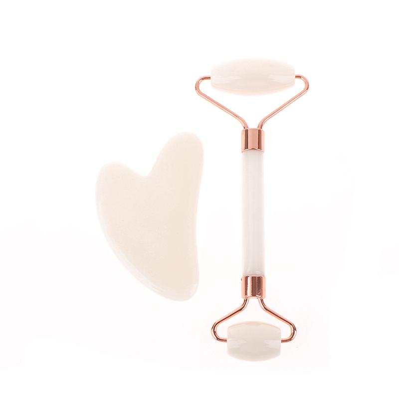 2 шт. Массажер для лица и шеи, роликовый резиновый скребок для красоты, двухсторонняя массажная палочка для разблокировки и расслабления, не розовый нефрит