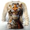 Funny Animal Tiger Pattern 3D Print Men's Long Sleeve T Shirt Hip Hop Trend Harajuku Streetwear Casual O-neck Top Autumn Fashion Loose Pullover