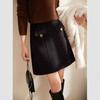 New Black Shiny Silk Thin Glitter Small Fragrance Skirt High Waist A-line Short Skirt for Women