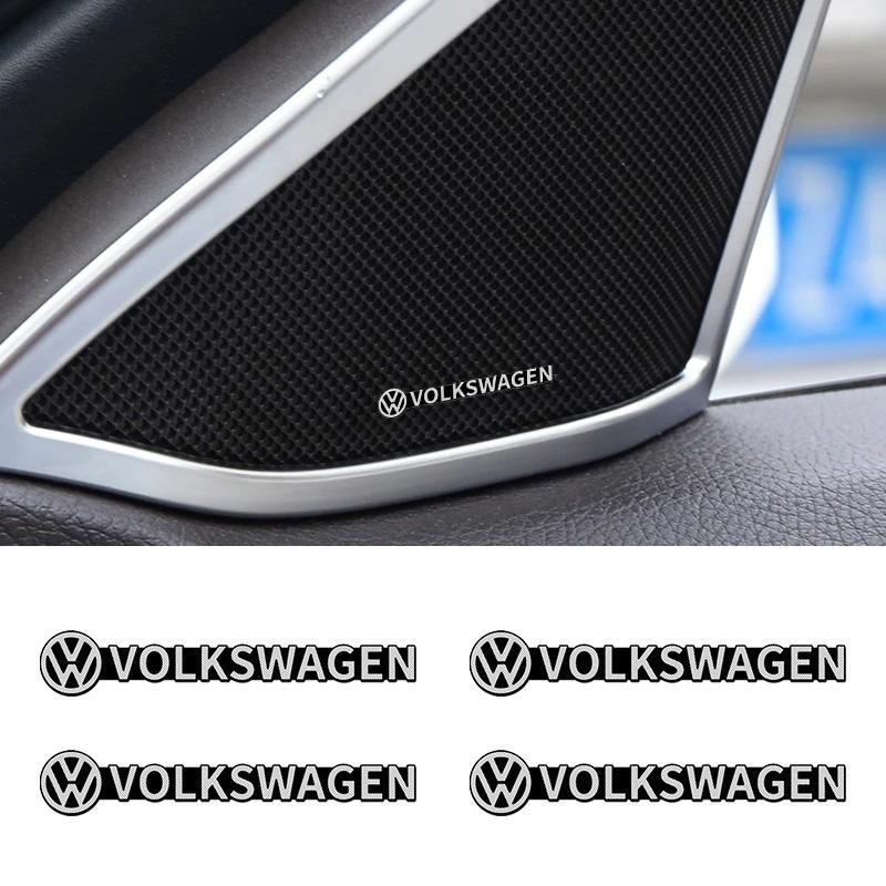 For VW 4Pcs Car Audio Speaker 3D Aluminum Emblem Logo Sticker Decal For Volkswagen VW GTI Polo Golf Passat Tiguan Arteon CC Taigo Jetta