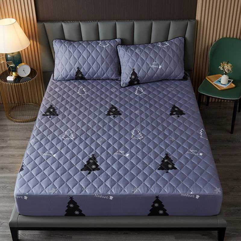 Стеганая водонепроницаемая простыня с эластичным однотонным наматрасником королевского размера для двуспальной кровати