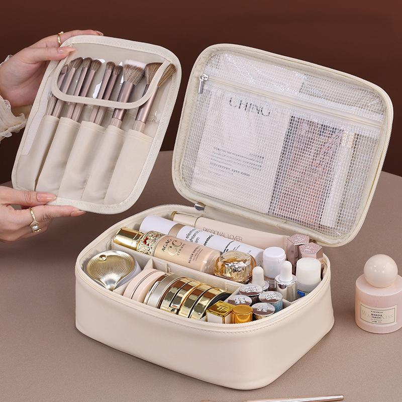 Large Capacity Cosmetic Bag High-end Multifunctional Cosmetics Separate Storage Bag Makeup Brush Pouch Travel Portable Wash Bag