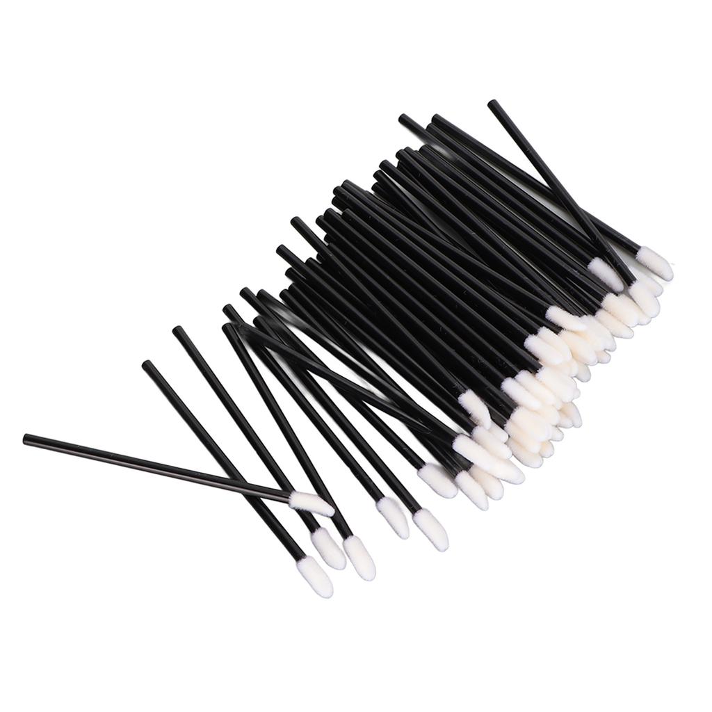 100Pcs Disposable Lip Brushes Lightweight Comfortable Odorless Safe Lipstick Brush Applicator with Black Rod