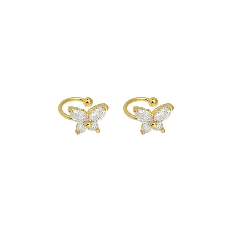 Exquisite Zircon Butterfly Non-Pierced Ear Clips - Luxurious Niche Design for Women